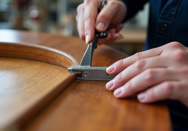 Dettaglio di artigianato navale in legno pregiato